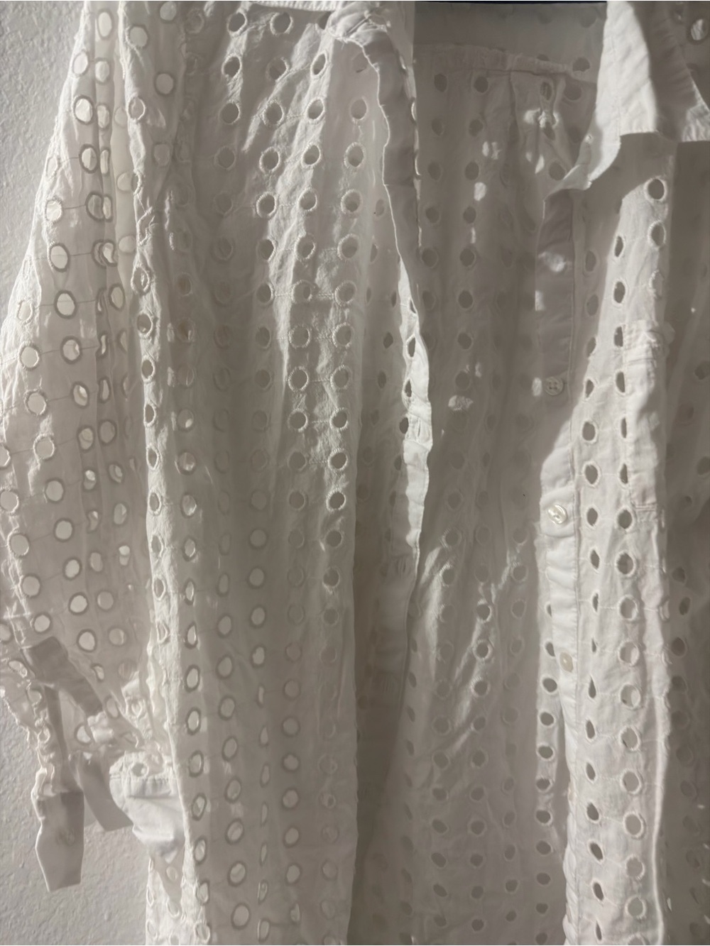 White Eyelet Button Up Shirt Coastal Summer Top Size XL - Picture 4 of 5